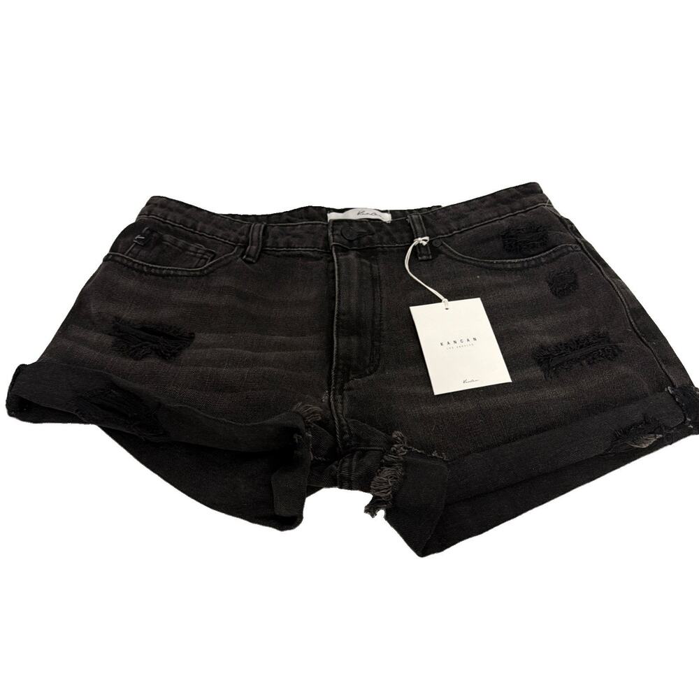 Kancan High Rise shorts Womens L Black Denim Stretch New